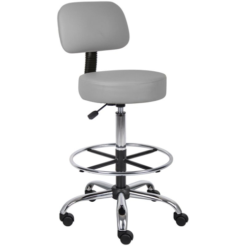 Scranton & Co Faux Leather Adjustable Medical Drafting Stool in Gray