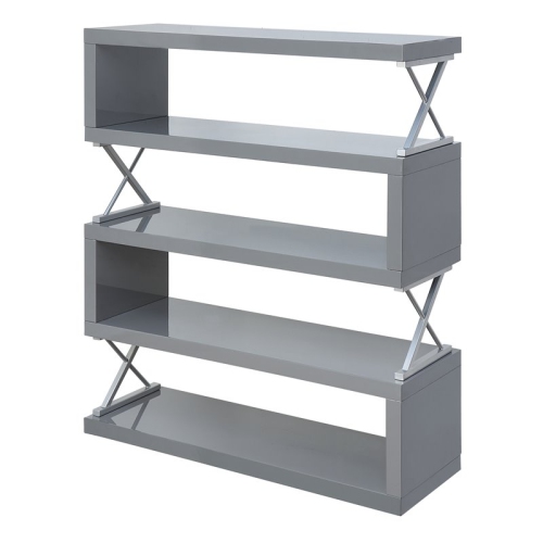 FURNITURE OF AMERICA  Sheena Contemporary Wood 5-Shelf Bookcase In Glossy In Gray