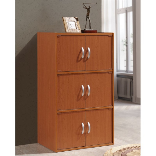 Pemberly Row 3 Shelf 6 Door Bookcase in Cherry