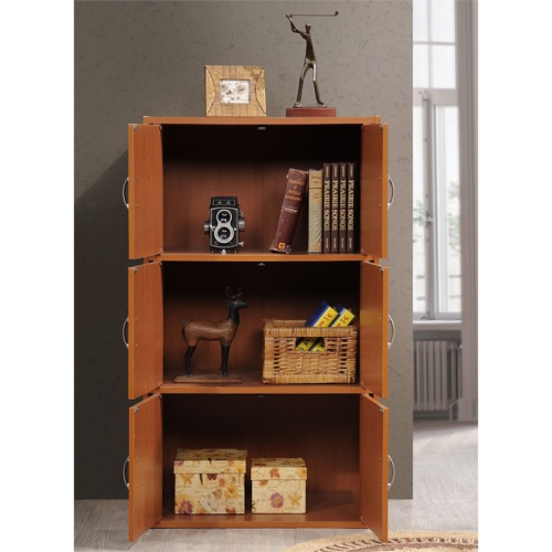 Pemberly Row 3 Shelf 6 Door Bookcase in Cherry