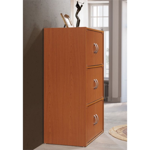 Pemberly Row 3 Shelf 6 Door Bookcase in Cherry