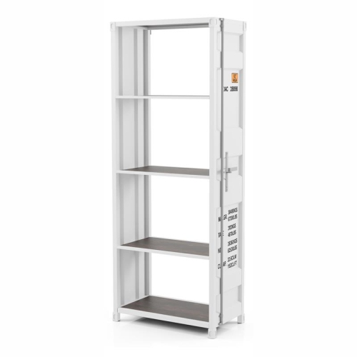 Furniture of America Mandom Modern Metal 4-Shelf Bookcase in Sand White