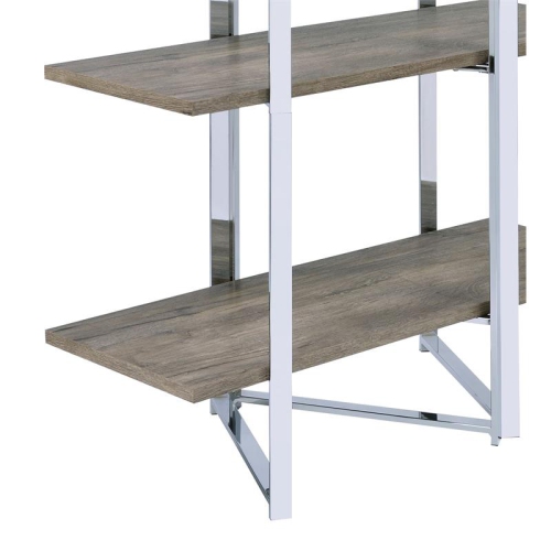 ACME Libby 4 Fixed Wooden Shelves Rectangular Bookshelf in Chrome Metal