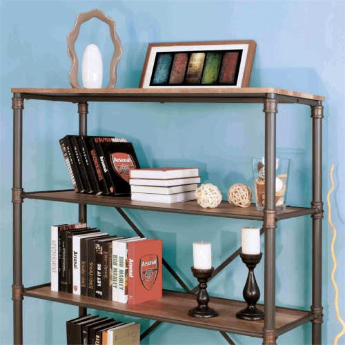Furniture of America Gee Industrial Metal 4-Shelf Bookcase in Antique Black