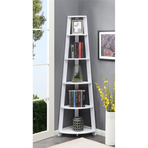 PEMBERLY ROW  5 Tier Corner Bookcase In White