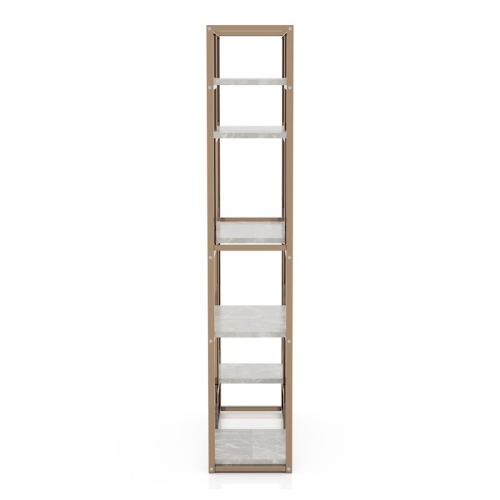 Furniture of America Evvi Contemporary Metal 6-Shelf Bookcase in Gold Champagne