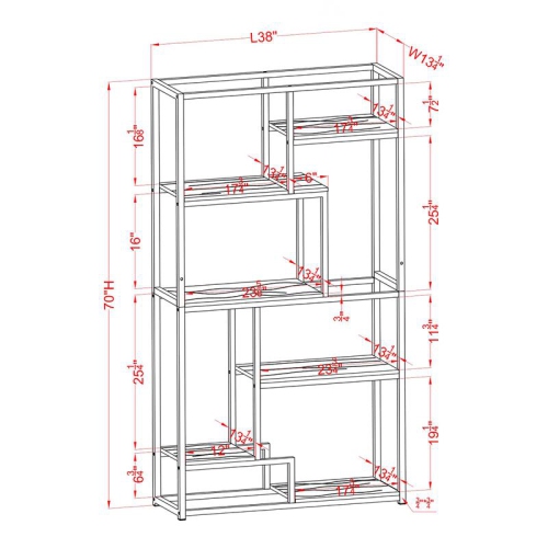 Furniture of America Evvi Contemporary Metal 6-Shelf Bookcase in Gold Champagne