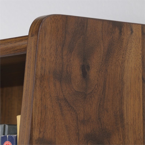 Pemberly Row Engineered Wood Wide Bookcase in Grand Walnut