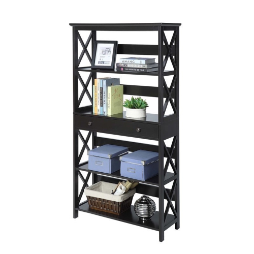 CONVENIENCE CONCEPTS  Oxford 5 Tier Bookcase With Drawer In Wood Finish In Black