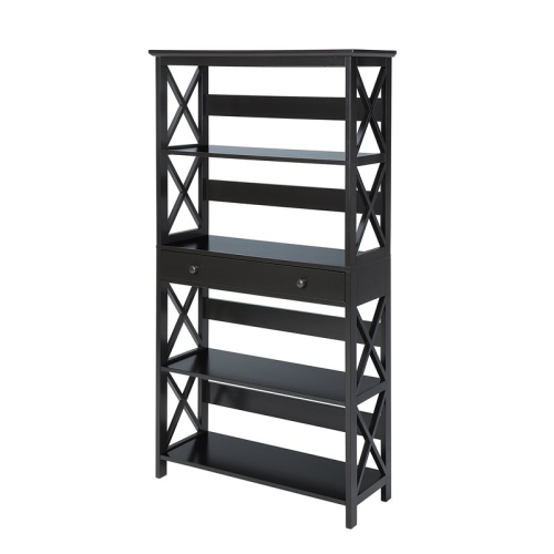 Convenience Concepts Oxford 5 Tier Bookcase with Drawer in Black Wood Finish