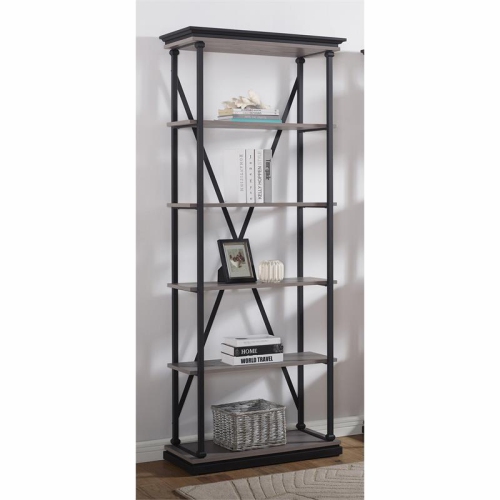 FURNITURE OF AMERICA  Toggin Industrial Metal 33-Inch Bookcase In Antique Gray