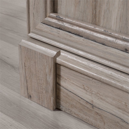 Pemberly Row Engineered Wood and Metal 3-Shelf Bookcase in Split Oak