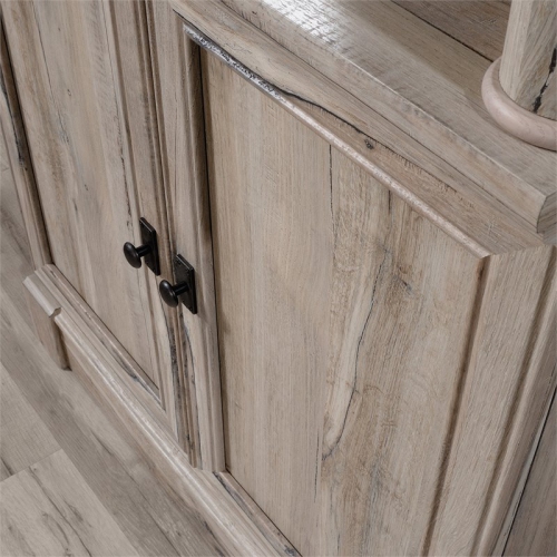 Pemberly Row Engineered Wood and Metal 3-Shelf Bookcase in Split Oak