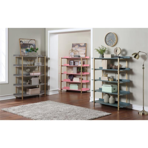 Furniture of America Teviot Contemporary Wood 5-Tier Bookshelf in Antique Blue