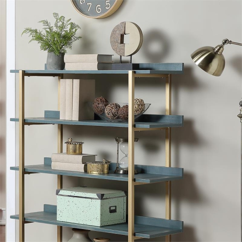 Furniture of America Teviot Contemporary Wood 5-Tier Bookshelf in Antique Blue
