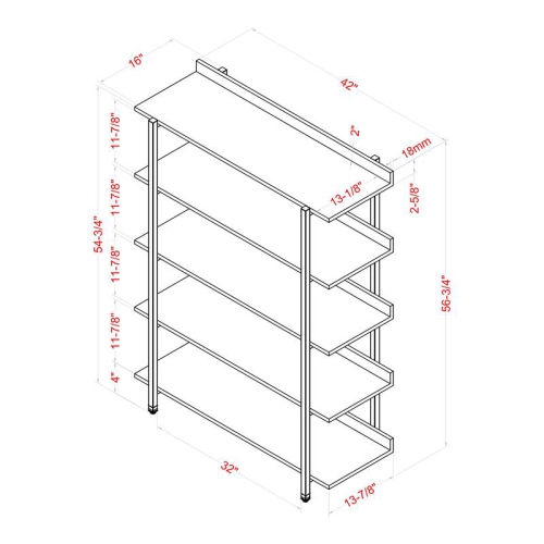 Furniture of America Teviot Contemporary Wood 5-Tier Bookshelf in Antique Blue