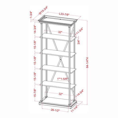 Furniture of America Toggin Industrial Metal 33-Inch Bookcase in Antique White