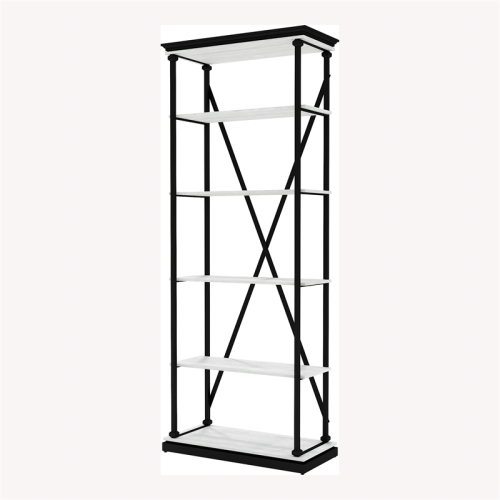 Furniture of America Toggin Industrial Metal 33-Inch Bookcase in Antique White