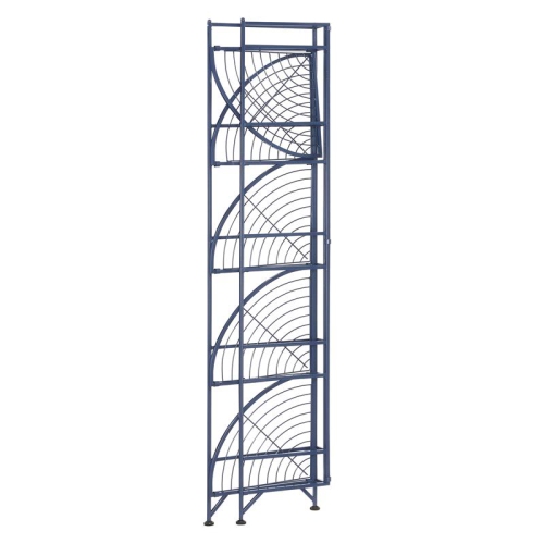 Convenience Concepts Xtra Storage Five-Tier Folding Corner Shelf in Blue Metal