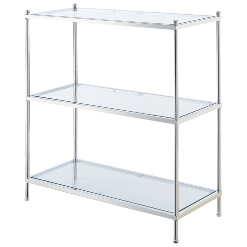 CONVENIENCE CONCEPTS  Royal Crest Three-Tier Bookcase In Clear Glass And Chrome