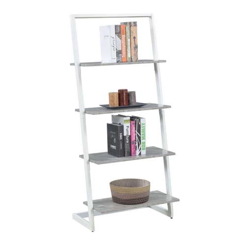 Convenience Concepts Graystone Four-Tier Ladder Bookcase/shelf in Gray Wood