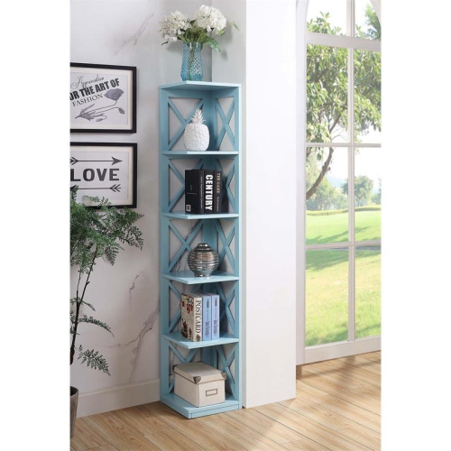 CONVENIENCE CONCEPTS  Oxford Five-Tier Corner Bookcase In Mint Wood Finish In Green
