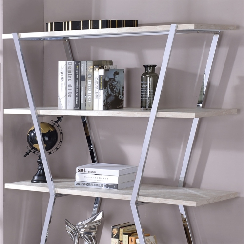 Furniture of America Ketano Contemporary Metal 4-Shelf Bookcase in Chrome