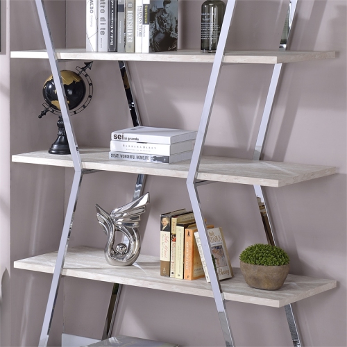 Furniture of America Ketano Contemporary Metal 4-Shelf Bookcase in Chrome