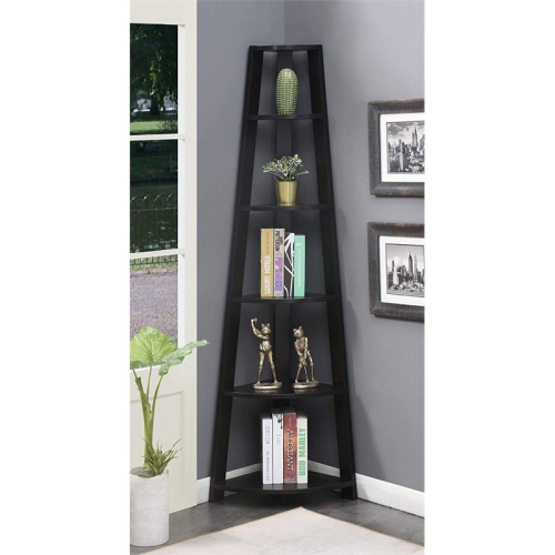 PEMBERLY ROW  5 Tier Corner Bookcase In Black