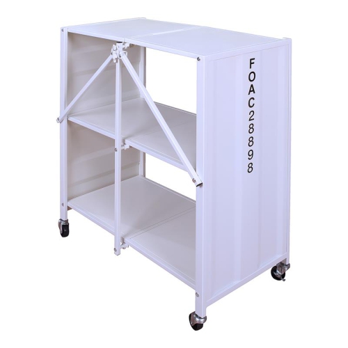 FURNITURE OF AMERICA  Lionna Metal Folding Bookcase With Wheels In In White