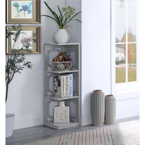 PEMBERLY ROW  Three-Tier Corner Bookcase In Wood Finish In Gray