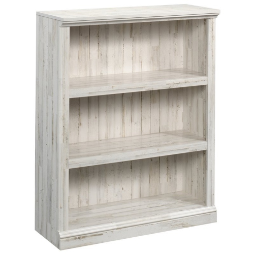 Pemberly Row Contemporary 3-Shelf Wood Bookcase in White Plank