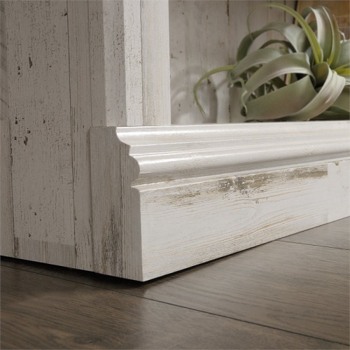 Pemberly Row Contemporary 3-Shelf Wood Bookcase in White Plank