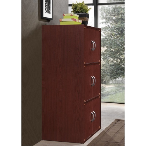 Pemberly Row 3 Shelf 6 Door Bookcase in Mahogany