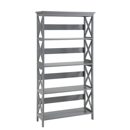 Convenience Concepts Oxford Five-Tier Bookcase in Gray Wood Finish