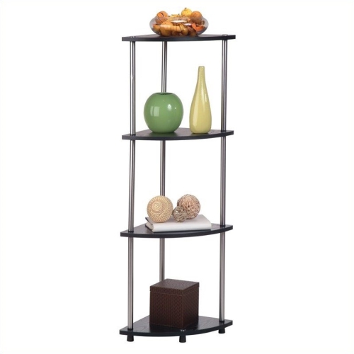 Pemberly Row 4-Tier Corner Shelf in Black