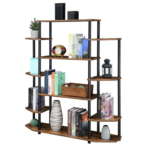 Convenience Concepts Designs2Go Wall Unit Bookshelf in Nutmeg Wood Finish