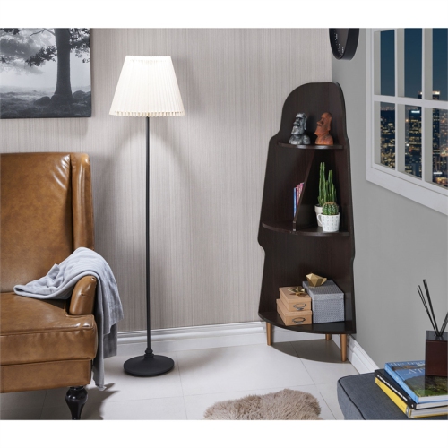 Furniture of America Cellex Wood Contemporary 3-Tier Corner Bookcase in Espresso