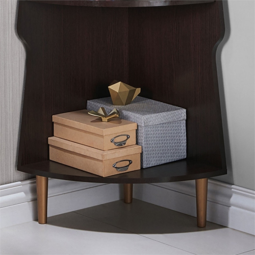 Furniture of America Cellex Wood Contemporary 3-Tier Corner Bookcase in Espresso