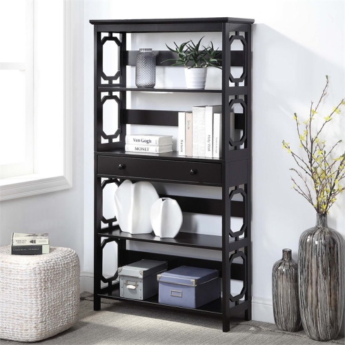 Convenience Concepts Omega 5-Tier Bookcase with Drawer in Espresso Wood