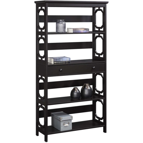Convenience Concepts Omega 5-Tier Bookcase with Drawer in Espresso Wood