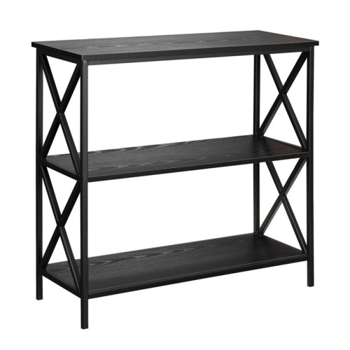 Pemberly Row 2 Shelf Bookcase in Black Wood Finish