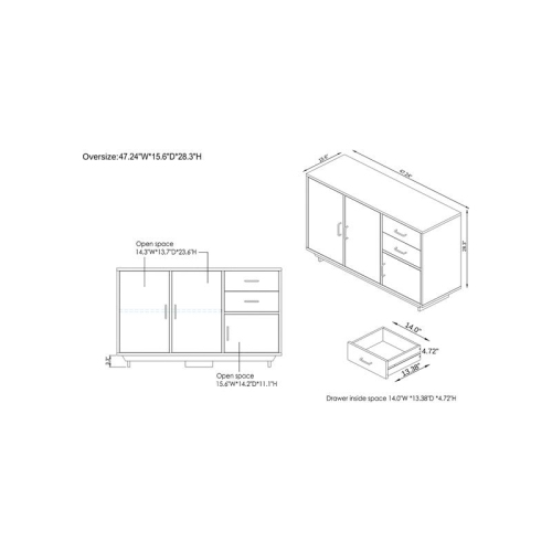 Bowery Hill Rustic Wood Two-Drawer Buffet in Reclaimed Oak