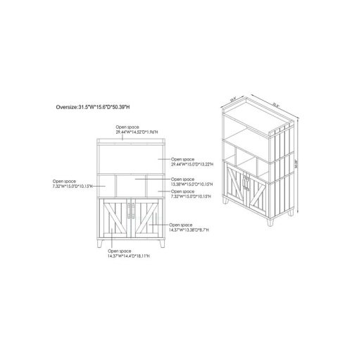 Bowery Hill Farmhouse Wood 8-Shelf Buffet in Distressed Walnut