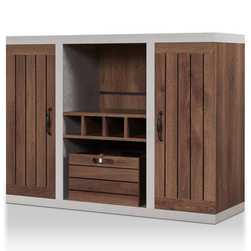 Furniture of America Vando Industrial Wood Multi-Storage Buffet in Walnut