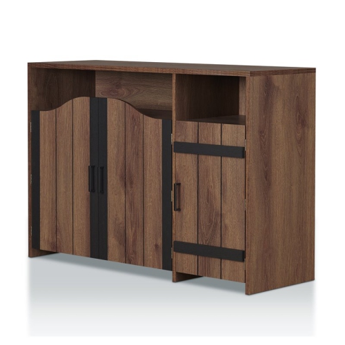 Furniture of America Helen Farmhouse Wood 6-Shelf Buffet in Distressed Walnut