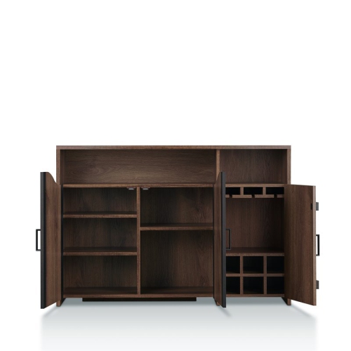 Furniture of America Helen Farmhouse Wood 6-Shelf Buffet in Distressed Walnut