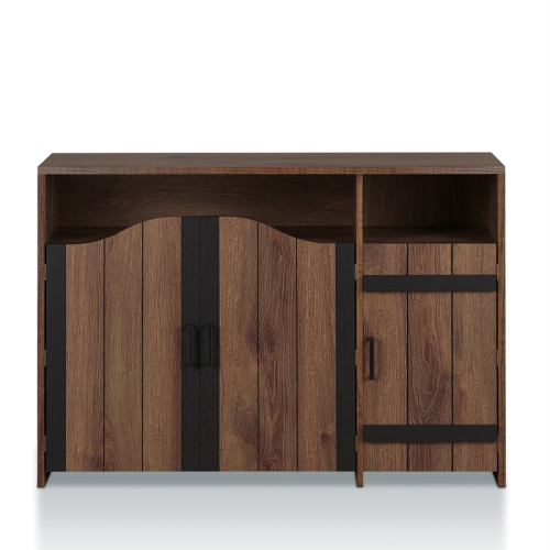 Furniture of America Helen Farmhouse Wood 6-Shelf Buffet in Distressed Walnut