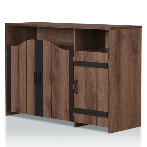 Furniture of America Helen Farmhouse Wood 6-Shelf Buffet in Distressed Walnut