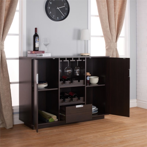 Bowery Hill Contemporary Wood Wine Rack Buffet in Espresso
